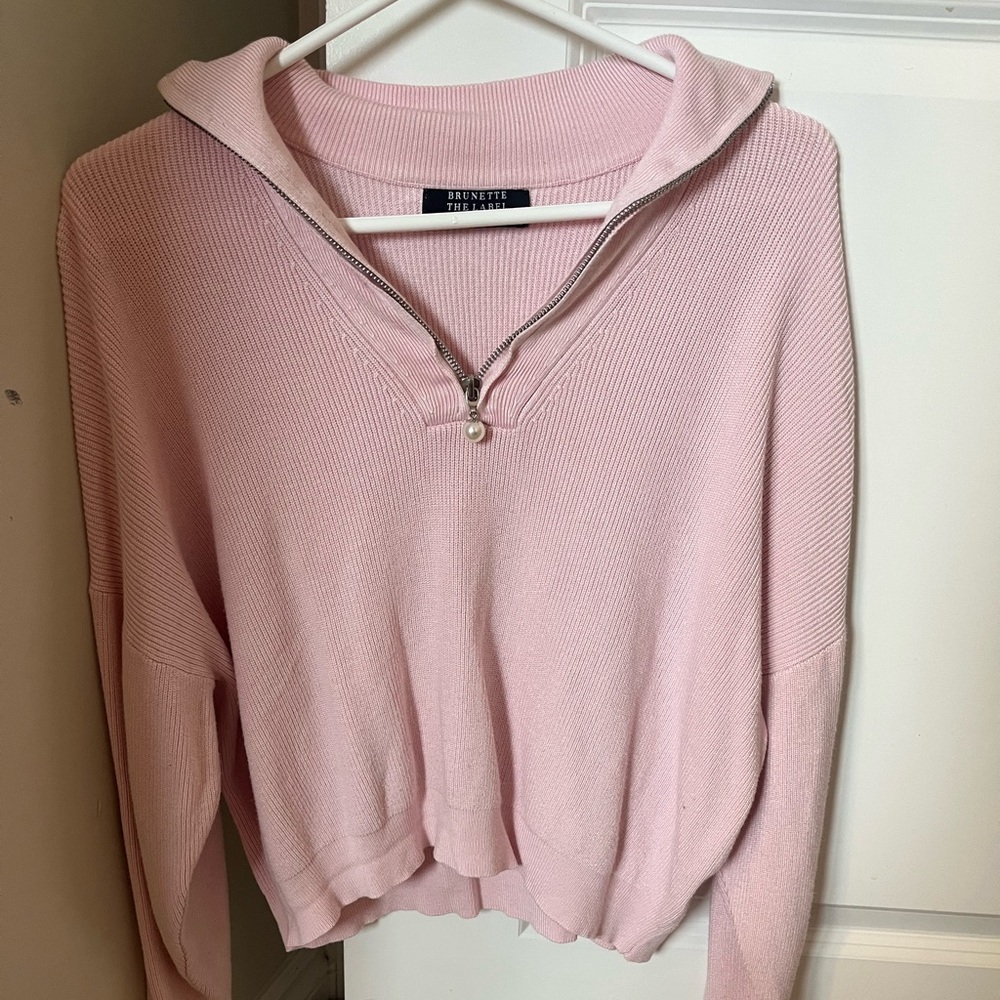 Brunette The Label Pink Collared Sweater